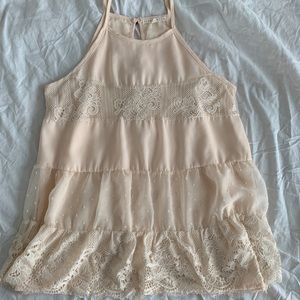 Pale Pink Lace Halter Top Cami